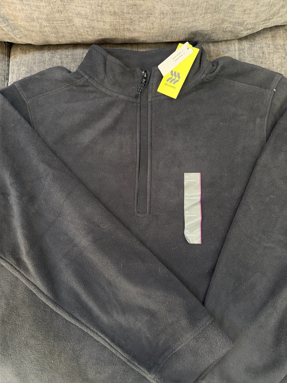 NWT All In Motion Men's Black Quarter-Zip Fleece Pullover XL